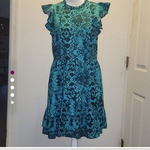 Willa Story Mini Dress Flutter Sleeve Ruffles Girlie Feminine Size Large